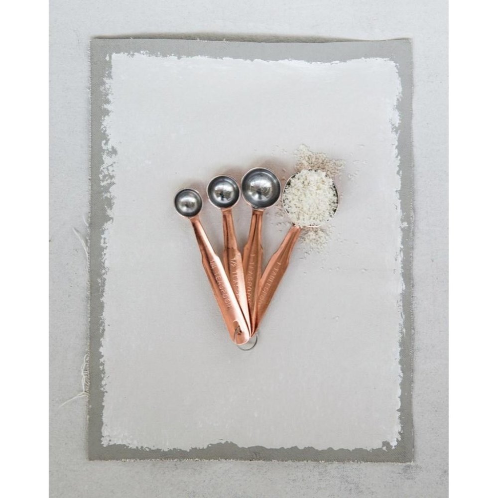 Stainless Steel Measuring Spoons w/ Copper Finish